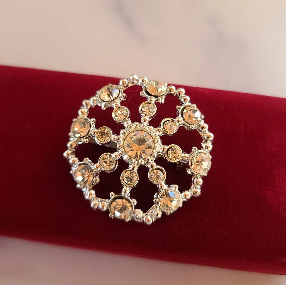 Vintage Rhinestone Circular Brooch